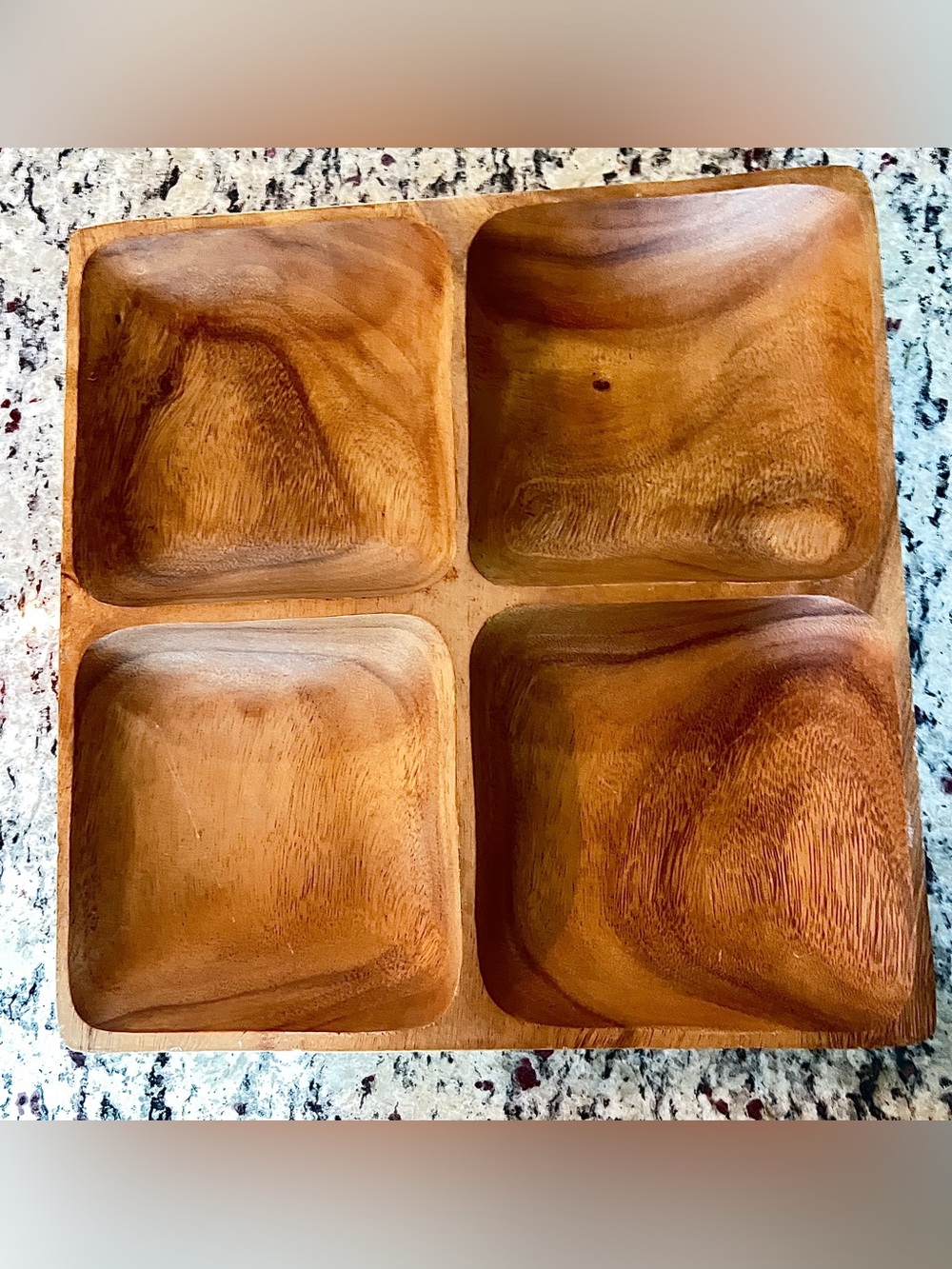 MOUNTAIN WOODS Handcrafted Acacia Wood 4-Section Serving Tray MCM